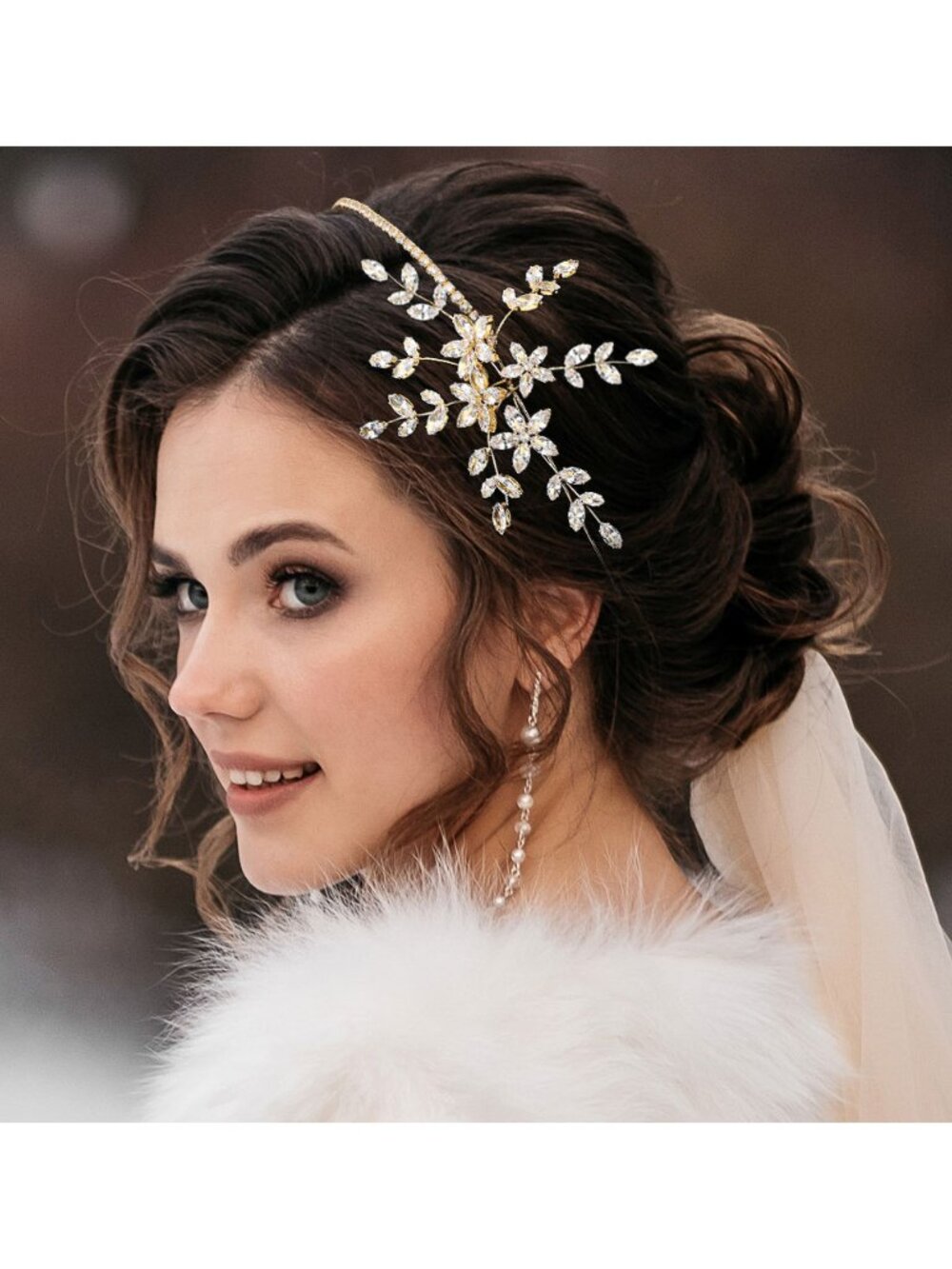 Tigerstars Elegant Crystal Floral Hair Vine Bridal Headpiece Headband